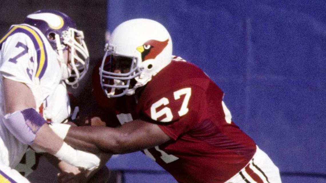  Oct 30, 1983; St. Louis, MO, USA; FILE PHOTO; St. Louis Cardinals tackle Luis Sharpe (67) in action against the Minnesota Vikings at Busch Stadium. The Cardinals defeated the Vikings 41-31. Mandatory Credit: Herb Weitman-Imagn Images | Herb Weitman-Imagn Images 
