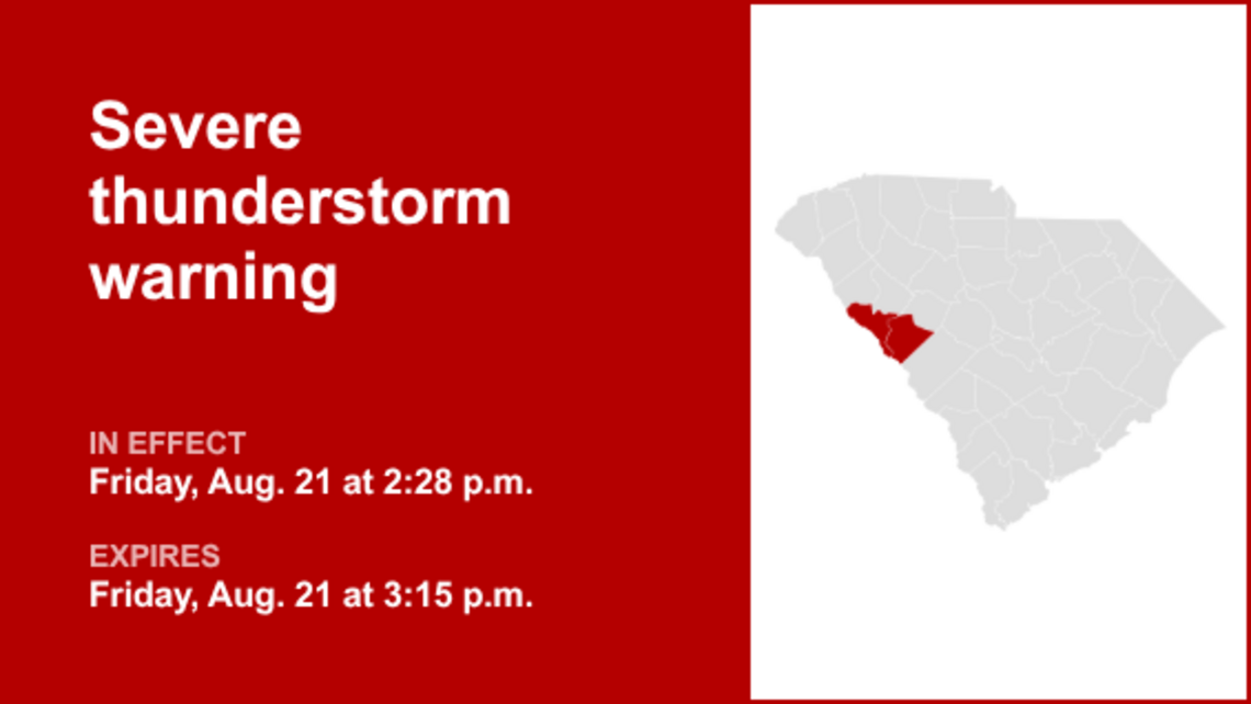 UPDATE: Thunderstorms with damaging winds in Edgefield and McCormick counties Friday 