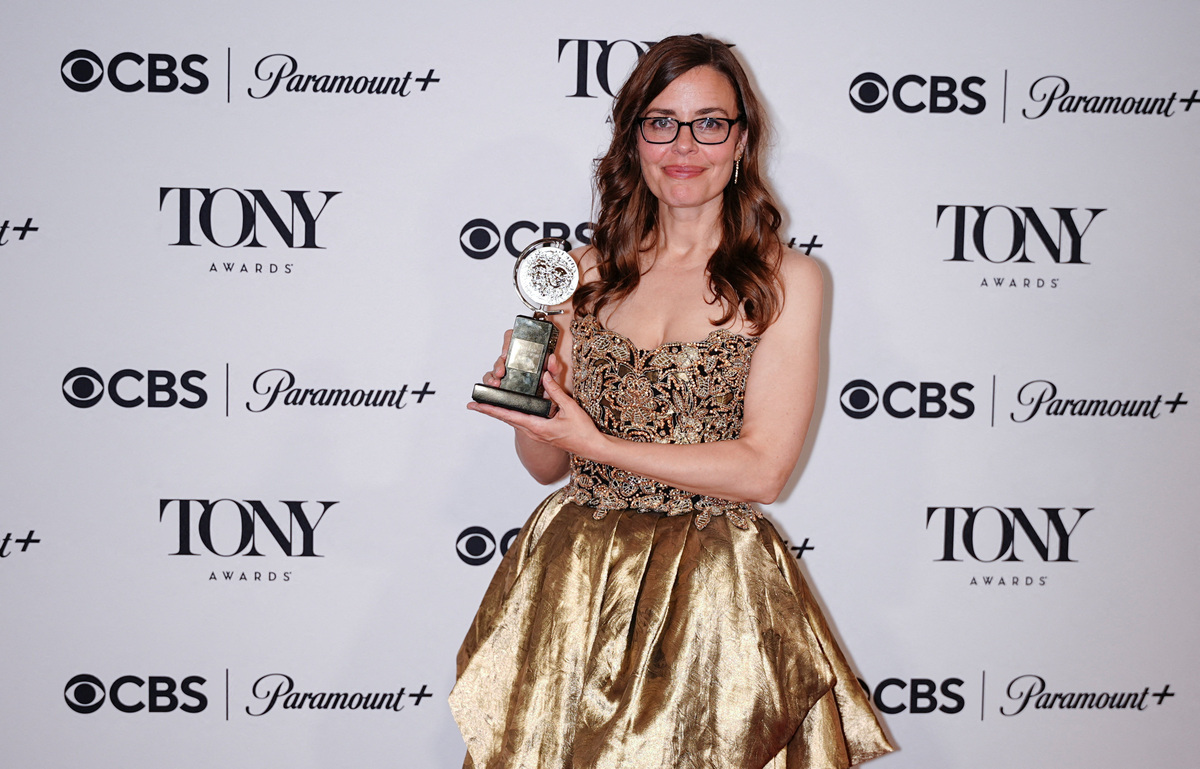 Lear deBessonet poses with the Best Revival of a Musical award for Ragtime during the 79th Annual Tony Awards in New York City, U.S., June 7, 2026. REUTERS/Angelina Katsanis