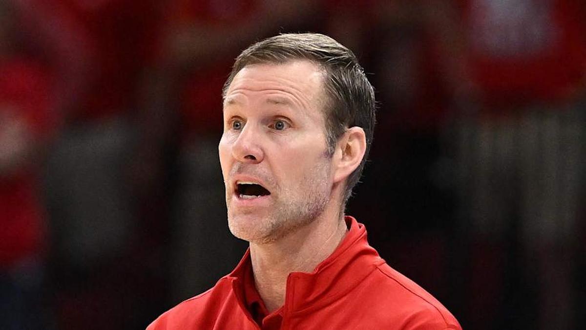  Mar 26, 2026; Houston, TX, USA; Nebraska Cornhuskers head coach Fred Hoiberg reacts in the first half during a Sweet Sixteen game of the South Regional of the men's 2026 NCAA Tournament at Toyota Center. Mandatory Credit: Maria Lysaker-Imagn Images | Maria Lysaker-Imagn Images 