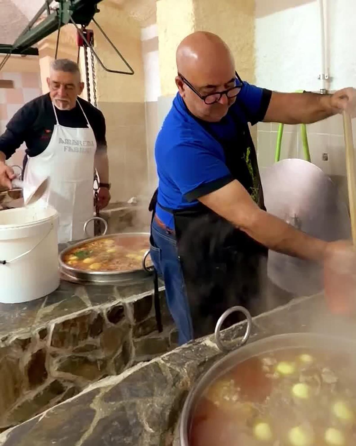 Sheep play a central role in island culture and cuisine -- including as the base for the su filindeu broth in Sardinia, Italy on May 15, 2026. In the mountains of Northern Sardinia, a 300-year-old pilgrimage comes with a serving of the world's rarest pasta. (Sam Youkilis/The New York Times)