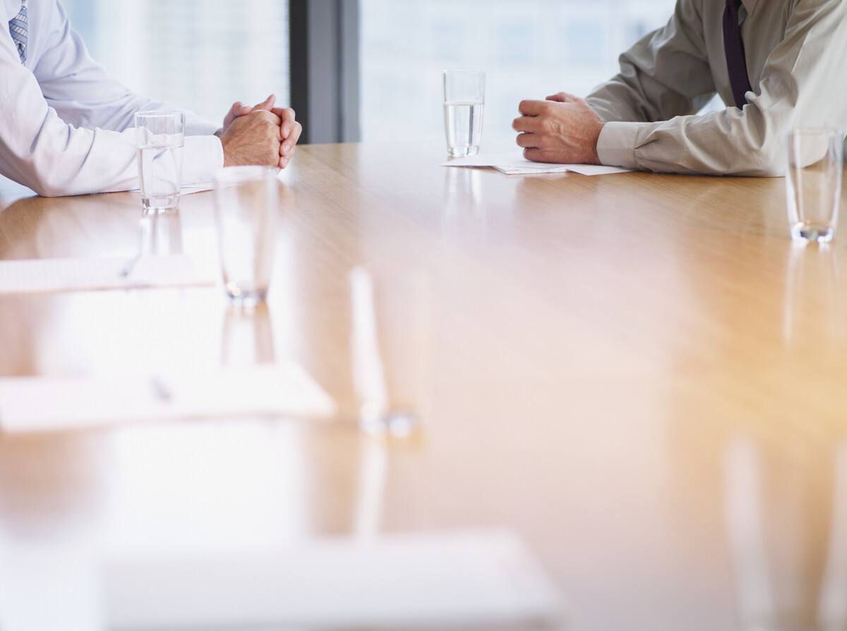  Stock image of a job interview in progress. 