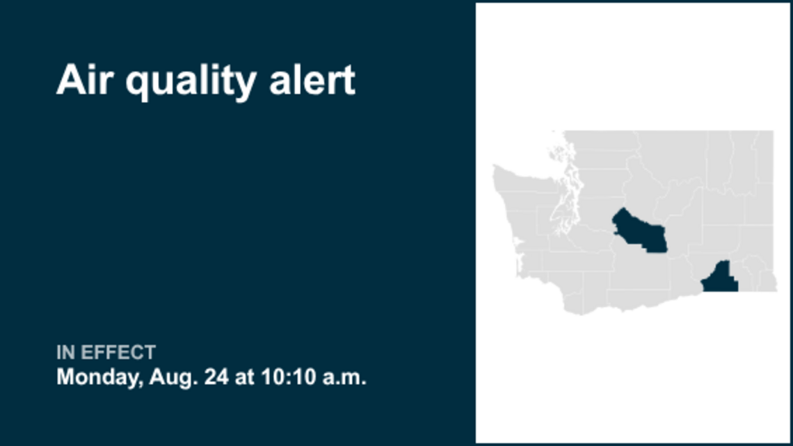 Air quality alert for Kittitas and Walla Walla counties for Tuesday 