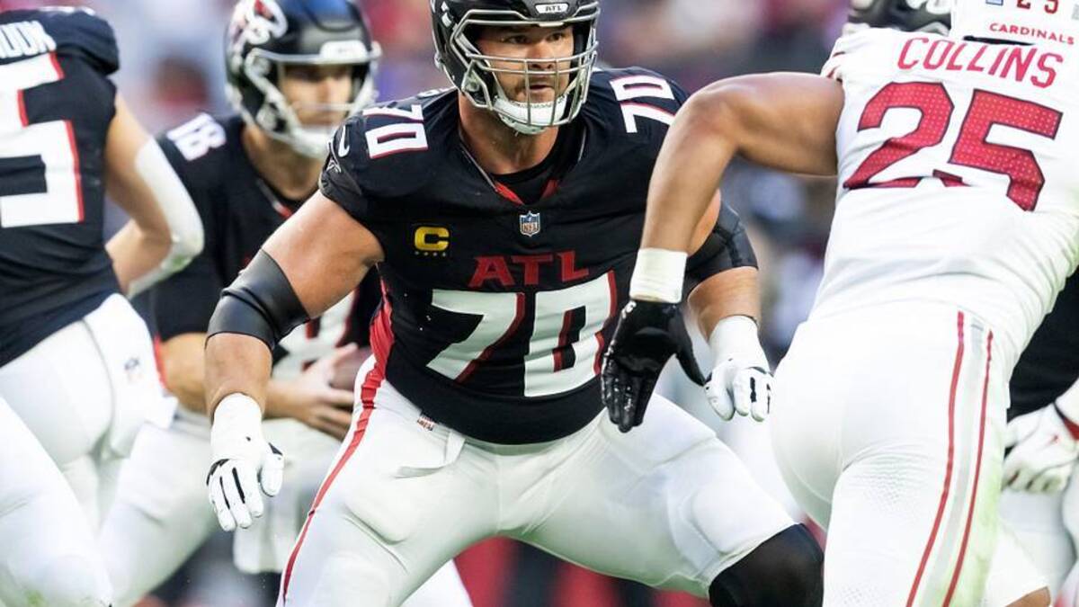  Jake Matthews is heading into his 13th season with the Falcons. | Mark J. Rebilas-Imagn Images 