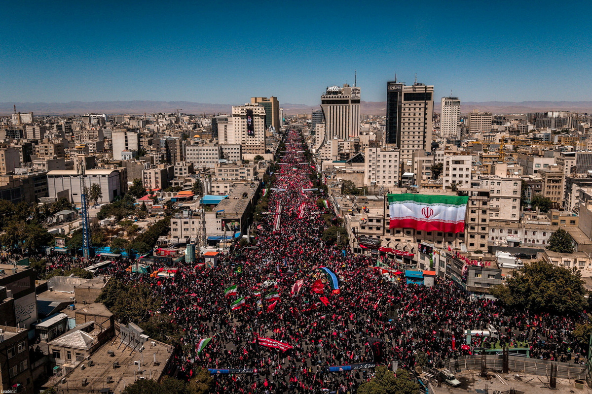 Mourners gather on the day of the burial of Iran's late Supreme Leader Ayatollah Ali Khamenei, who was killed on February 28 in Israeli and U.S. airstrikes, in Mashhad, Iran, July 9, 2026. Office of the Iranian Supreme Leader/ Handout via REUTERS