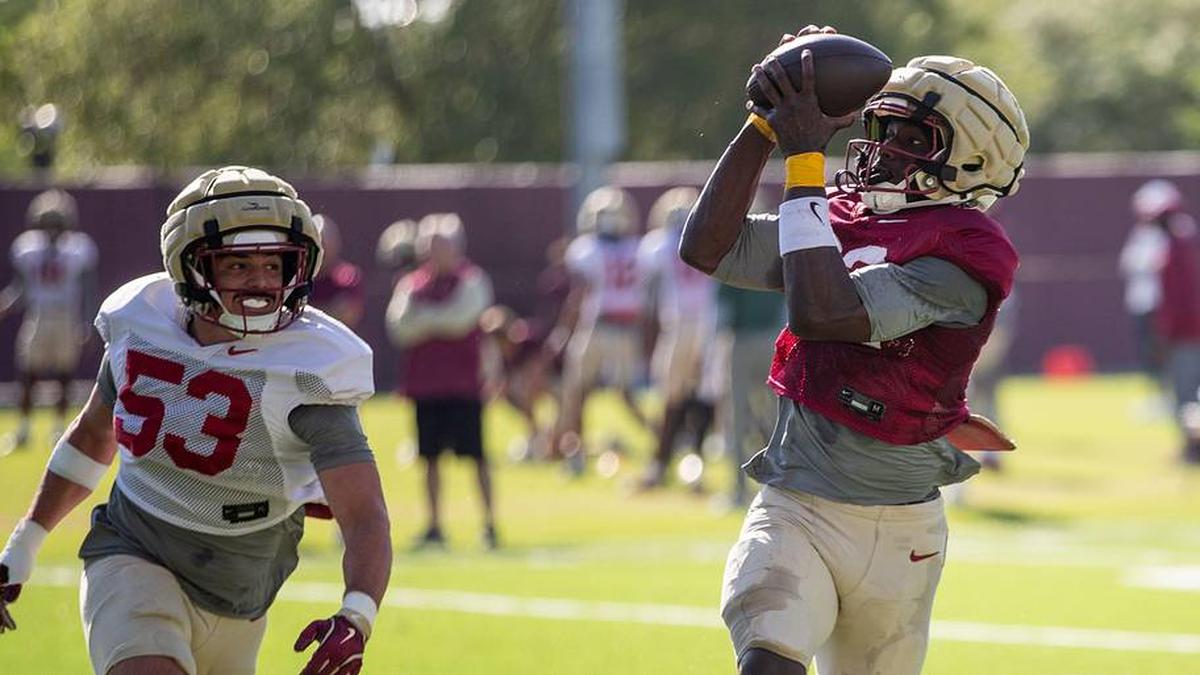  The Florida State Seminoles football team practice for the upcoming season Thursday, April 9, 2026. | Alicia Devine/Tallahassee Democrat / USA TODAY NETWORK via Imagn Images 