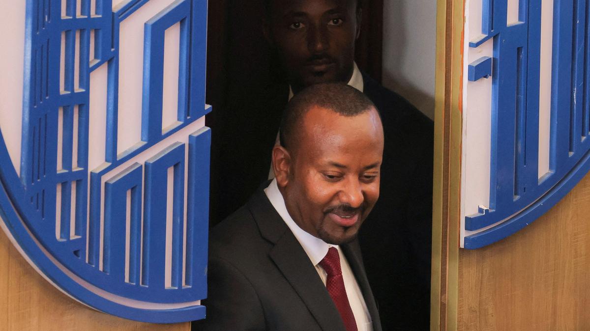 FILE PHOTO: Ethiopia's Prime Minister Abiy Ahmed arrives at the parliament to address parliament members on the current situation of the country, in Addis Ababa, Ethiopia, March 20, 2025. REUTERS/Tiksa Negeri/File Photo