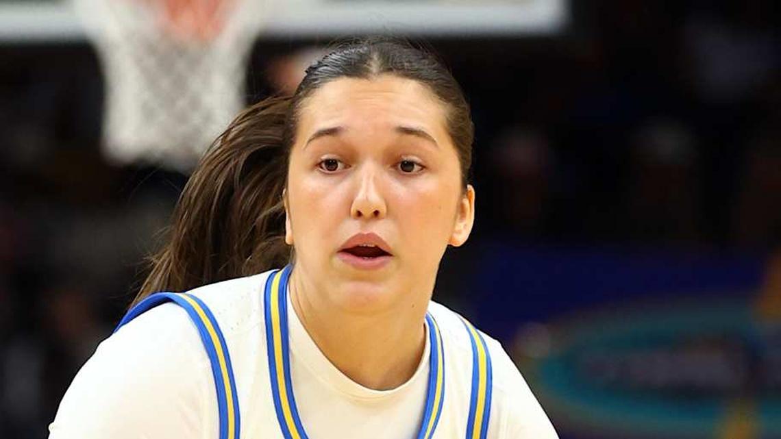  Apr 5, 2026; Phoenix, AZ, USA; UCLA Bruins guard Lena Bilic (9) against the South Carolina Gamecocks during the National Championship game of the women's 2026 NCAA Tournament at Mortgage Matchup Center. Mandatory Credit: Mark J. Rebilas-Imagn Images | Mark J. Rebilas-Imagn Images 