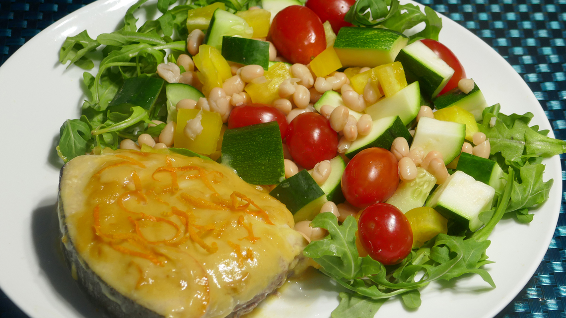 Quick Fix: Glazed Swordfish with Crunchy Zucchini Salad