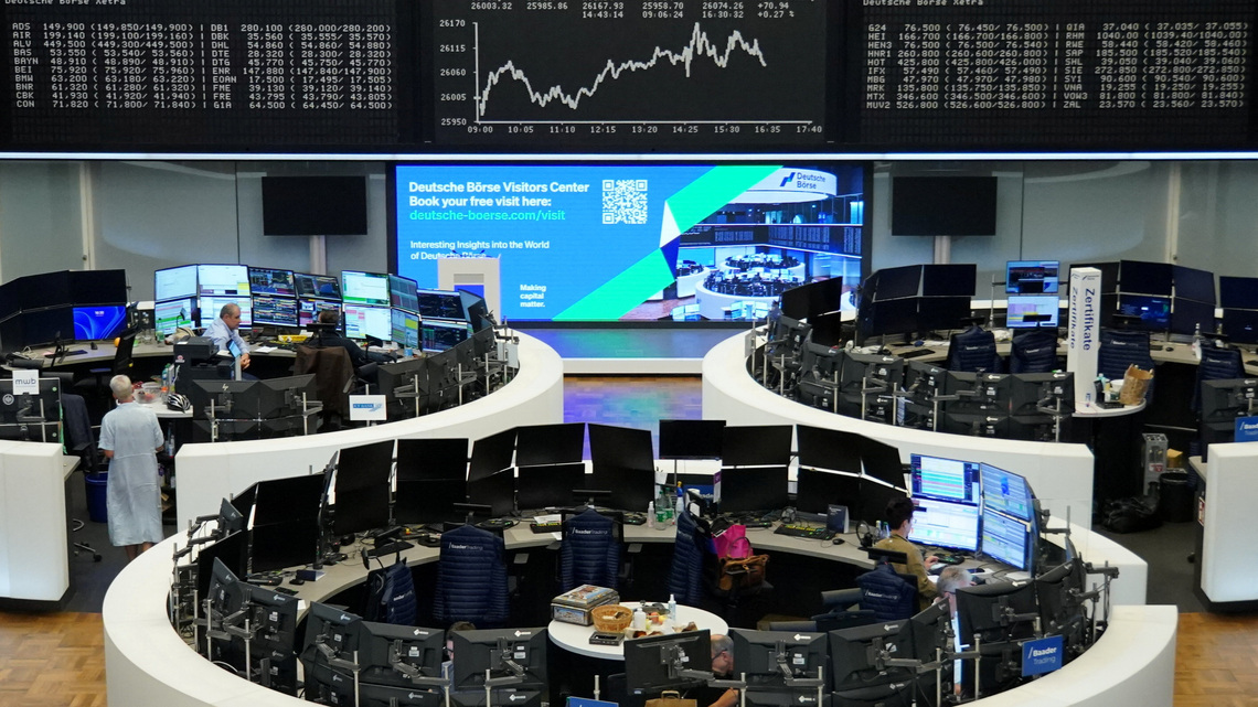European shares slide to over-one-month lows as Brent breaches $100