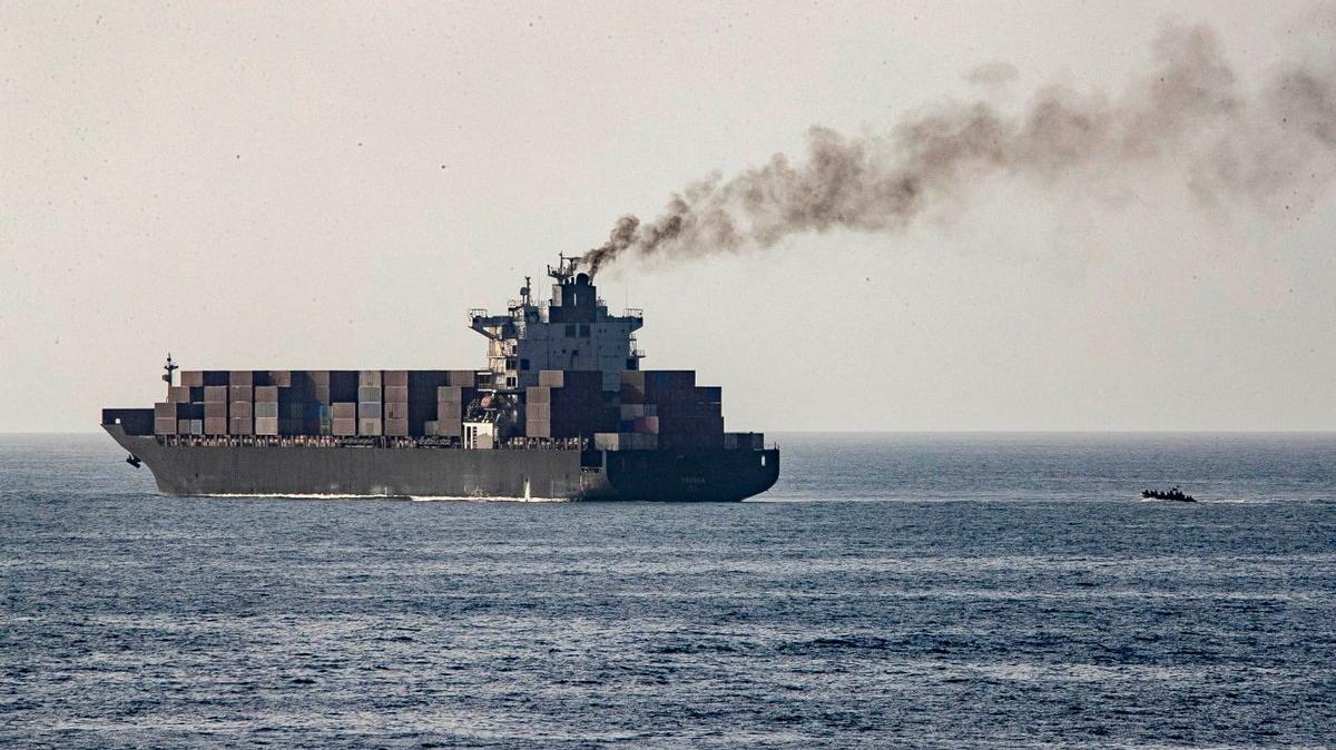 FILE PHOTO: U.S forces patrol near the Iranian-flagged cargo ship M/V Touska after it was boarded and seized by U.S. forces on Sunday, at a location given as the Arabian Sea, in this handout image released April 20, 2026.    U.S. Central Command via X/Handout via REUTERS/ File Photo