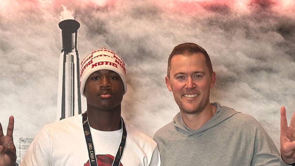  USC Trojans freshman receiver Boobie Feaster and USC coach Lincoln Riley | Courtesy of Boobie Feaster 