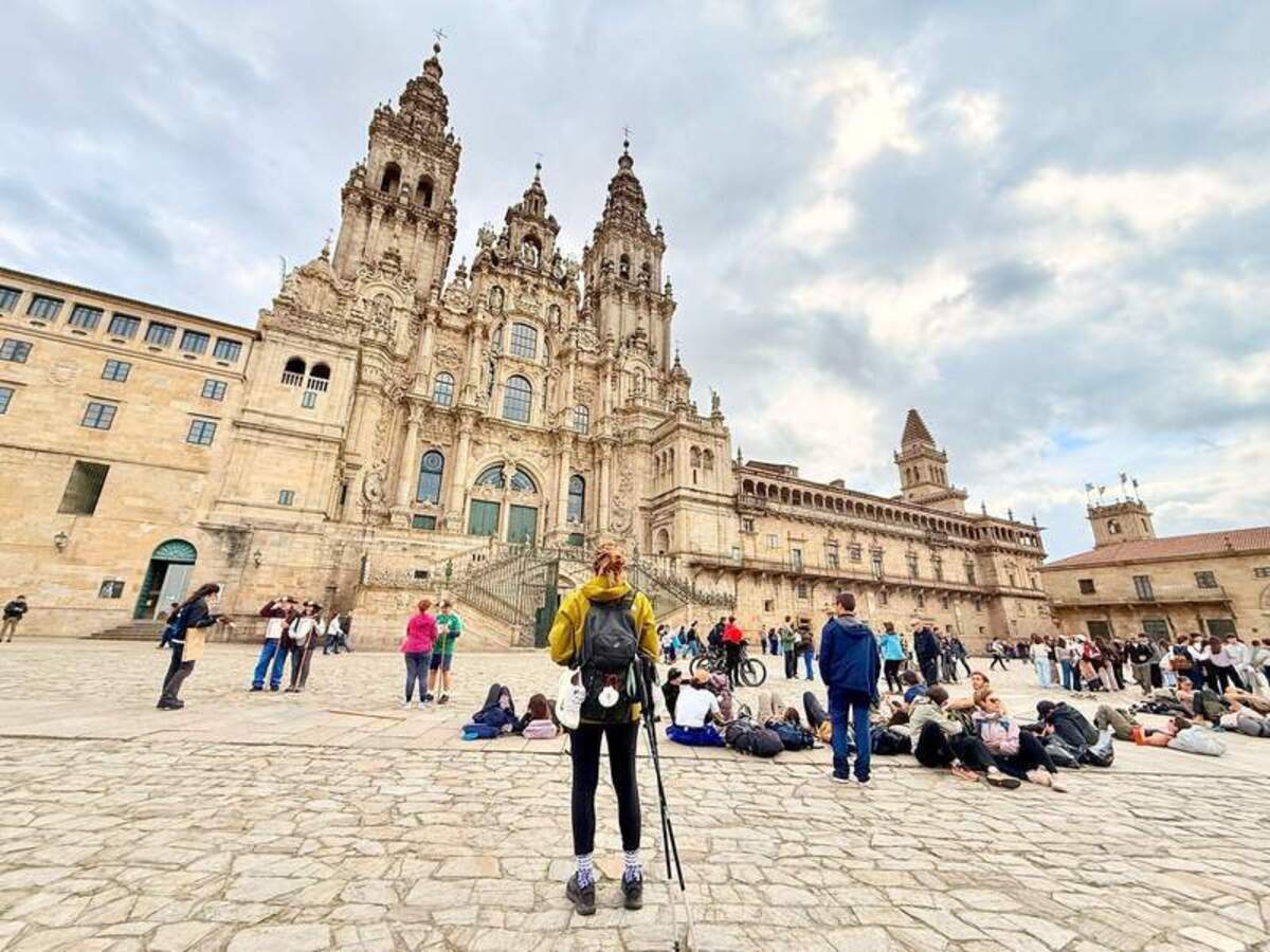  It's inspiring to see all of the pilgrims gathered in front of the Cathedral of Santiago de Compostela. Photo credit: Margot Black 