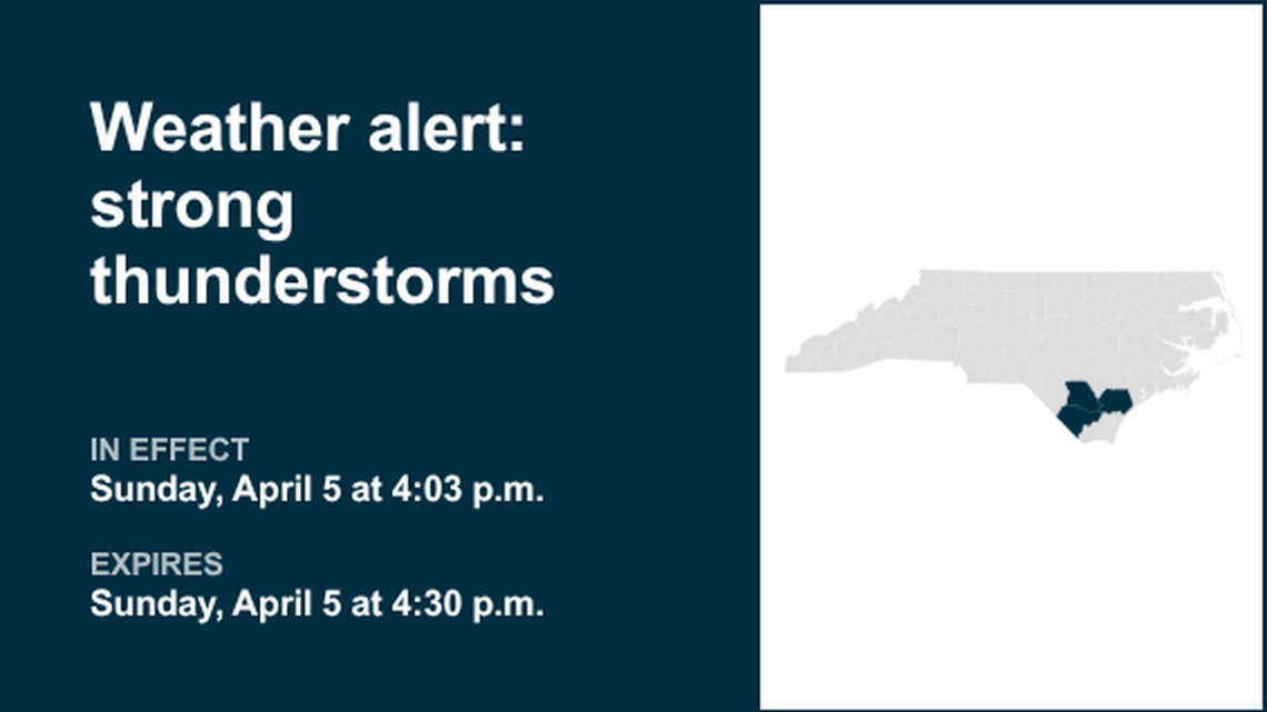 UPDATE: Prepare for strong thunderstorms in Inland Brunswick and Columbus County Sunday evening 