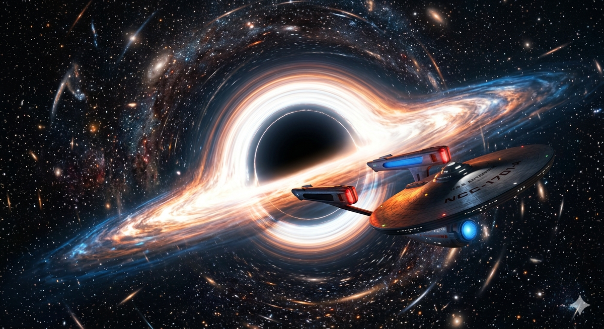 The Enterprise and a black holeConcept art
