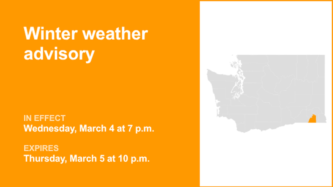 UPDATE: Winter weather advisory for Northwest Blue Mountains until Thursday night 