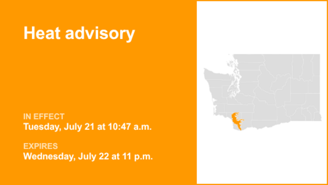 Heat advisory in place for South Cascades until Wednesday night 