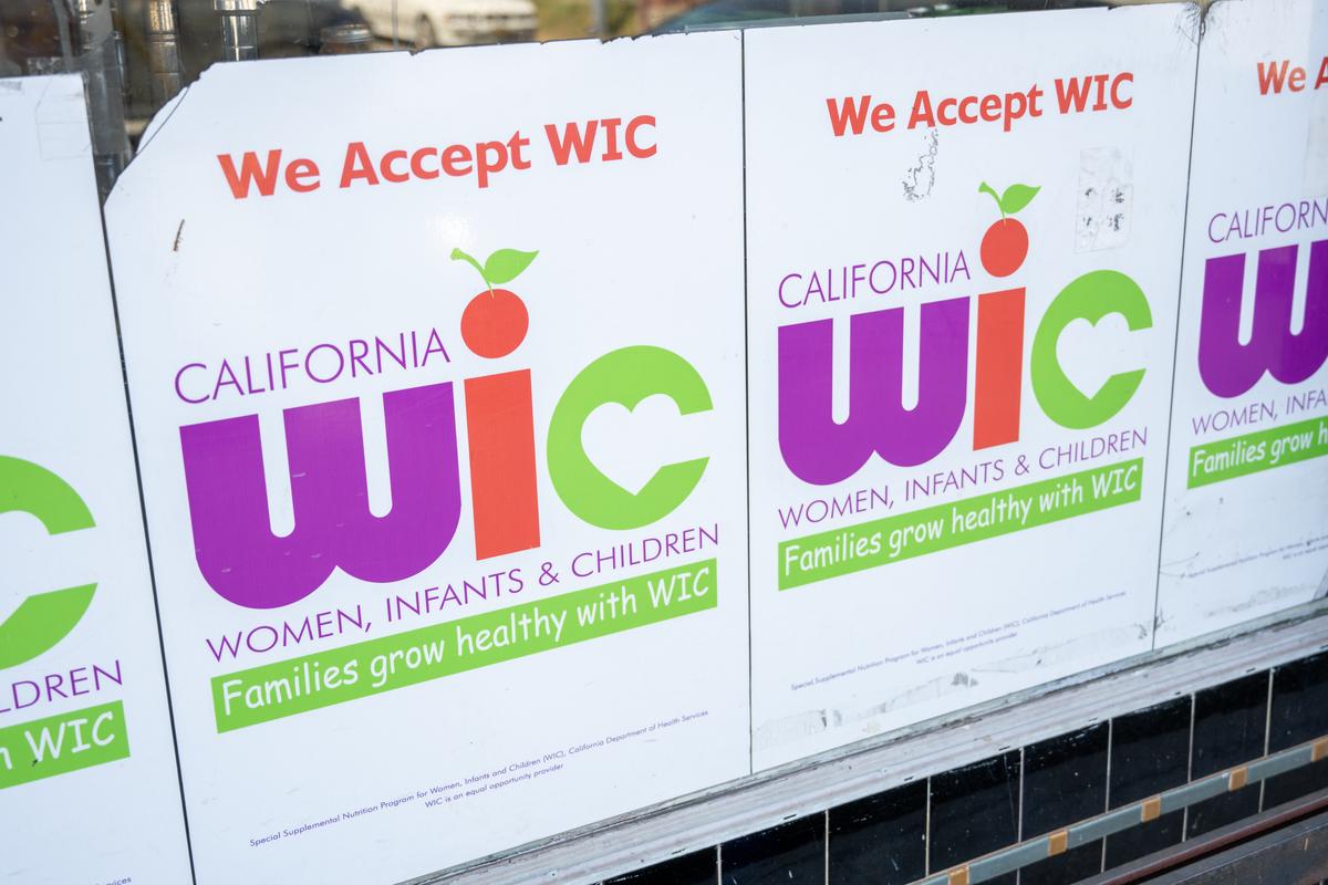  Close-up of California WIC program window signs reading We Accept WIC at a neighborhood business, San Francisco, California, May 20, 2026. (Photo by Smith Collection/Gado/Getty Images) 