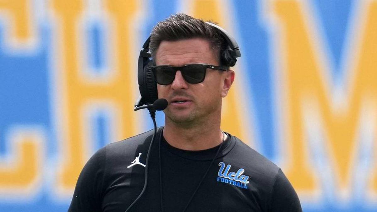  May 2, 2026; Pasadena, CA, USA; UCLA Bruins coach Bob Chesney reacts during the spring game at Rose Bowl. Mandatory Credit: Kirby Lee-Imagn Images | Kirby Lee-Imagn Images 
