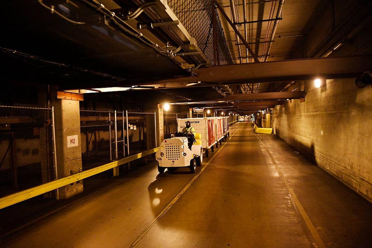  A labyrinth of tunnels underneath Denver International Airport, mostly used for baggage systems, October 20, 2016.