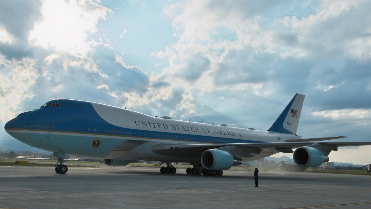 Air Force One arrives at the Yokota Air Base in Tokyo, Japan, on in 2022. One of the two planes being actively used as Air Force One is retiring.