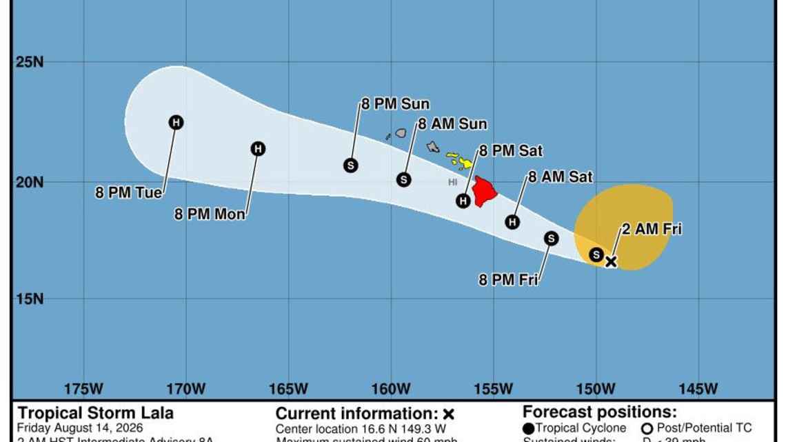 See Tropical Storm Lala tracker as storm approaches Hawaii 
