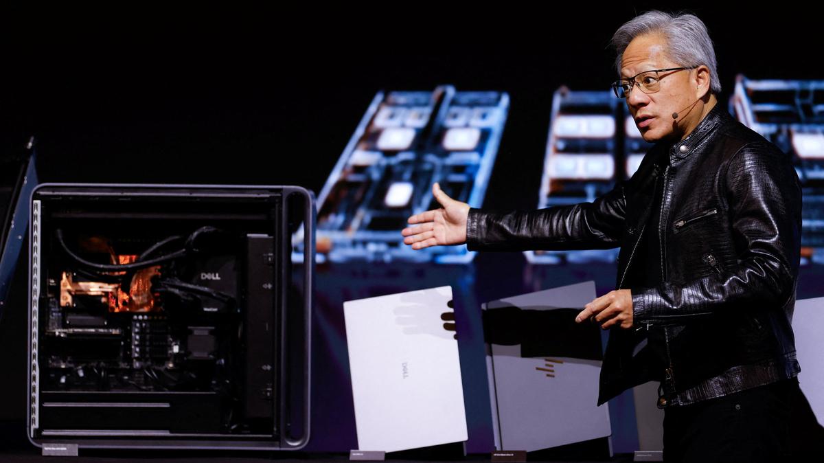 Nvidia's CEO Jensen Huang meets press on the sideline of Taiwan's annual tech show Computex in Taipei, Taiwan June 2, 2026. REUTERS/Ann Wang