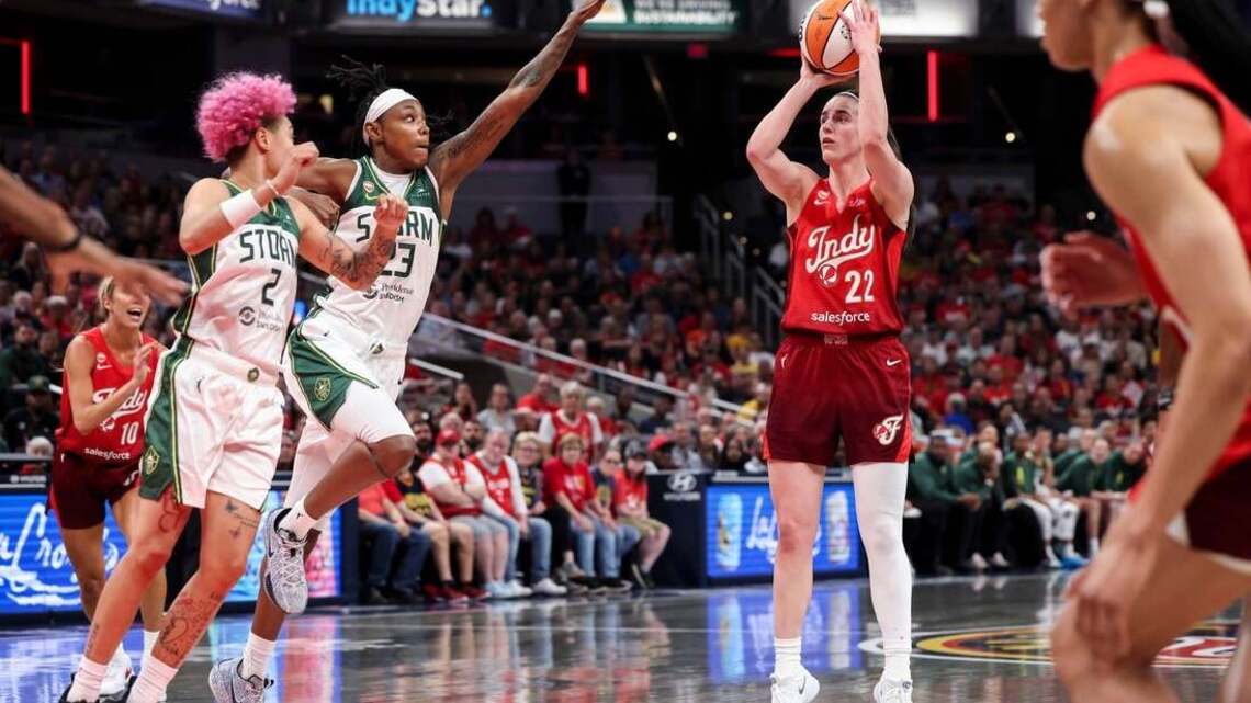 Caitlin Clark makes history, scores career-high 45 as Fever beat Storm 