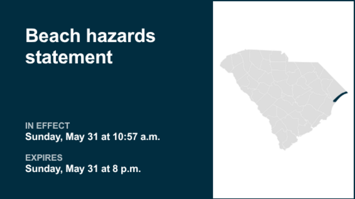 UPDATE: Beach hazards statement previously issued for Myrtle Beach area will expire at 8 p.m. 