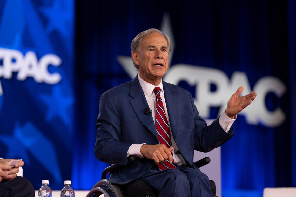  Texas Governor Greg Abbott at the Conservative Political Action Conference (CPAC) in Dallas on March 27, 2026. 