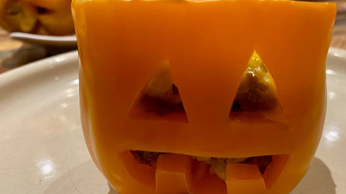I Tried the 'Spooky' Stuffed Peppers That Are Super Cute for a Halloween Dinner-and They're Easier Than I Thought 