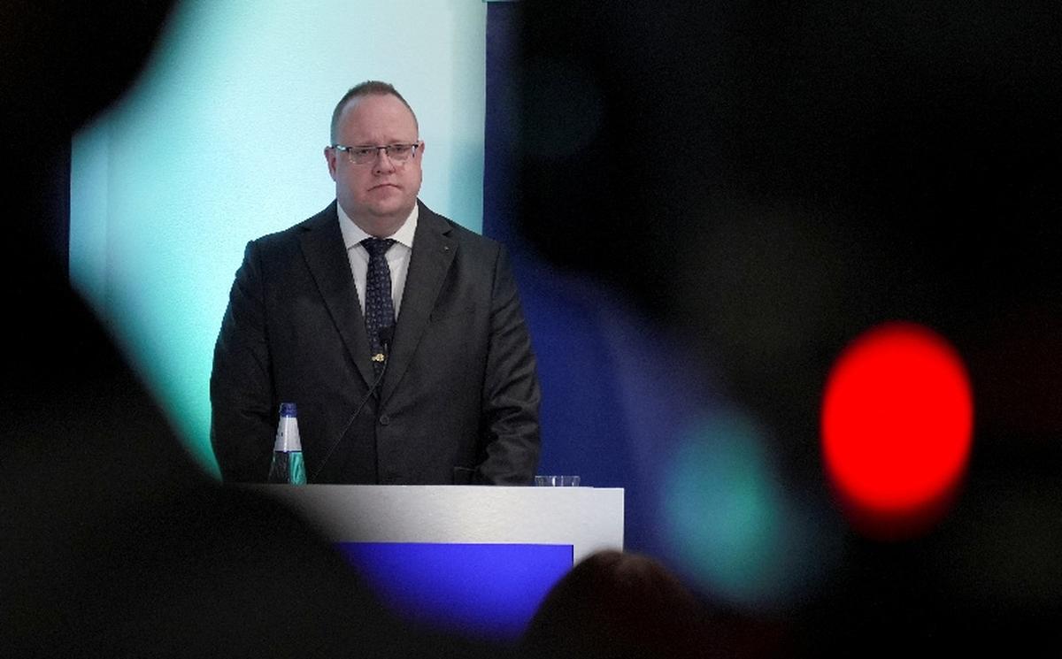 Director General of the Estonian Foreign Intelligence Service Kaupo Rosin speaks during a news conference, in Tallinn, Estonia, February 10, 2026. REUTERS/Janis Laizans