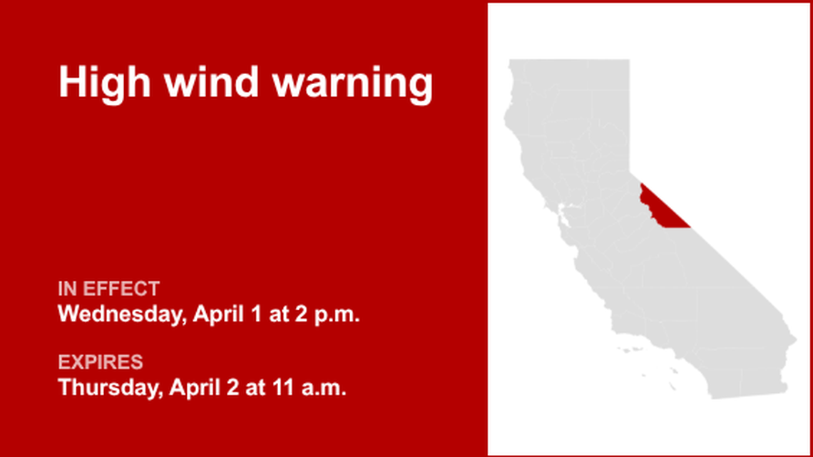 High wind warning affecting Mono County Wednesday and Thursday, says the NWS 