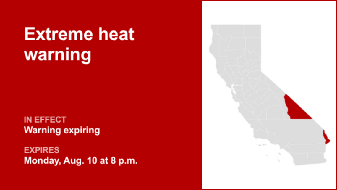 UPDATE: The extreme heat warning is likely to expire at 8 p.m. 