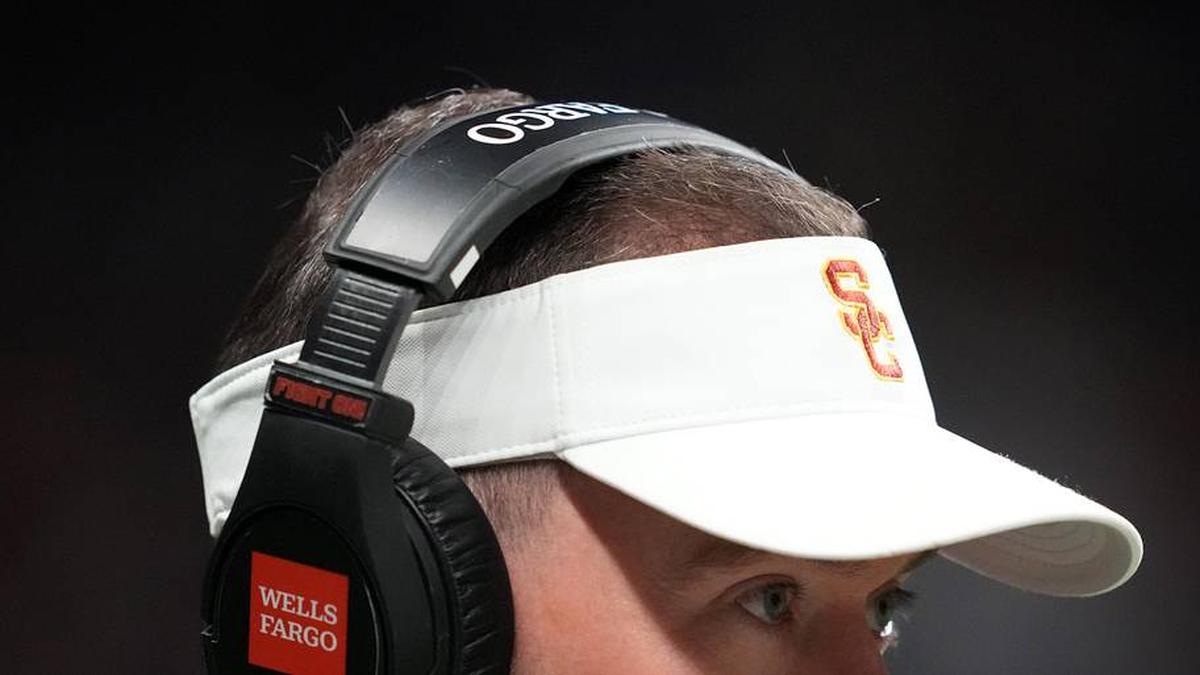  Dec 30, 2025; San Antonio, TX, USA; Southern California Trojans head coach Lincoln Riley watches in the first half against the TCU Horned Frogs during the Alamo Bowl at Alamodome. Mandatory Credit: Kirby Lee-Imagn Images | Kirby Lee-Imagn Images 