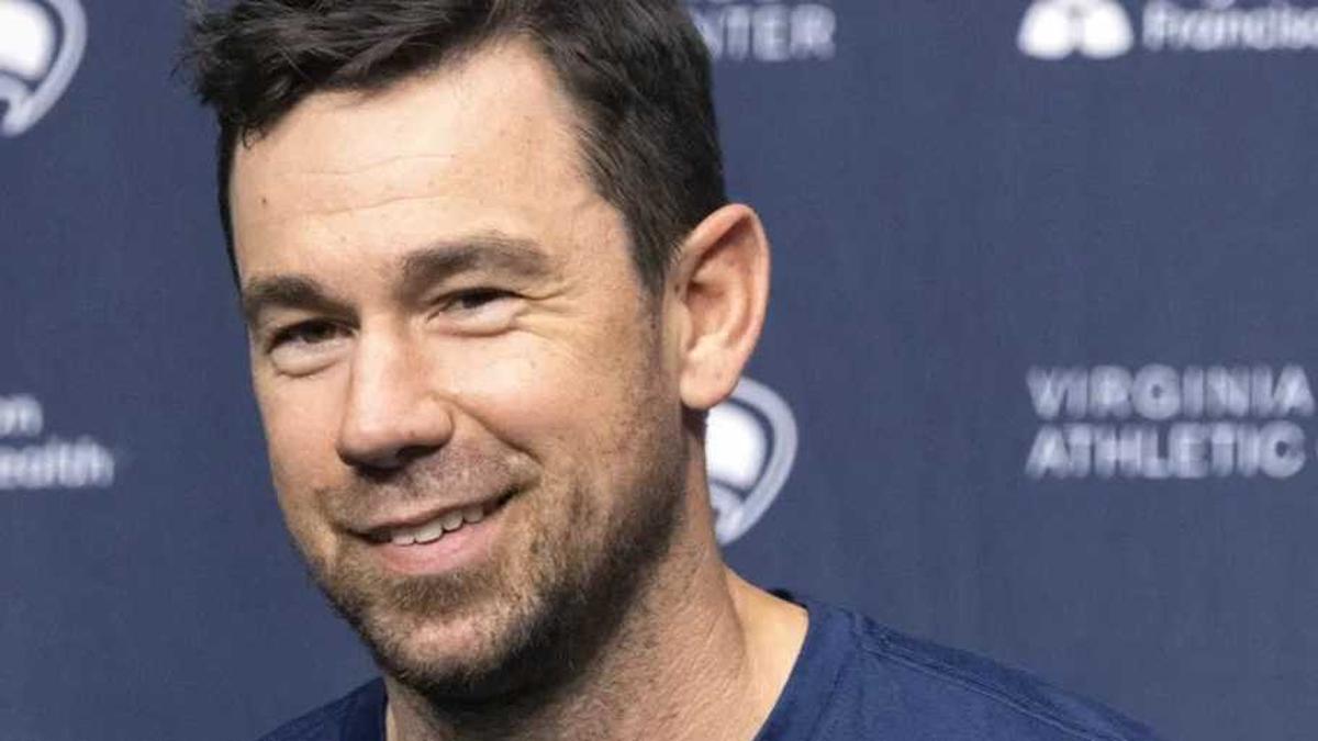  Klint Kubiak is introduced as the new Seahawks' offensive coordinator in Renton. | (Ellen M. Banner / The Seattle Times) 