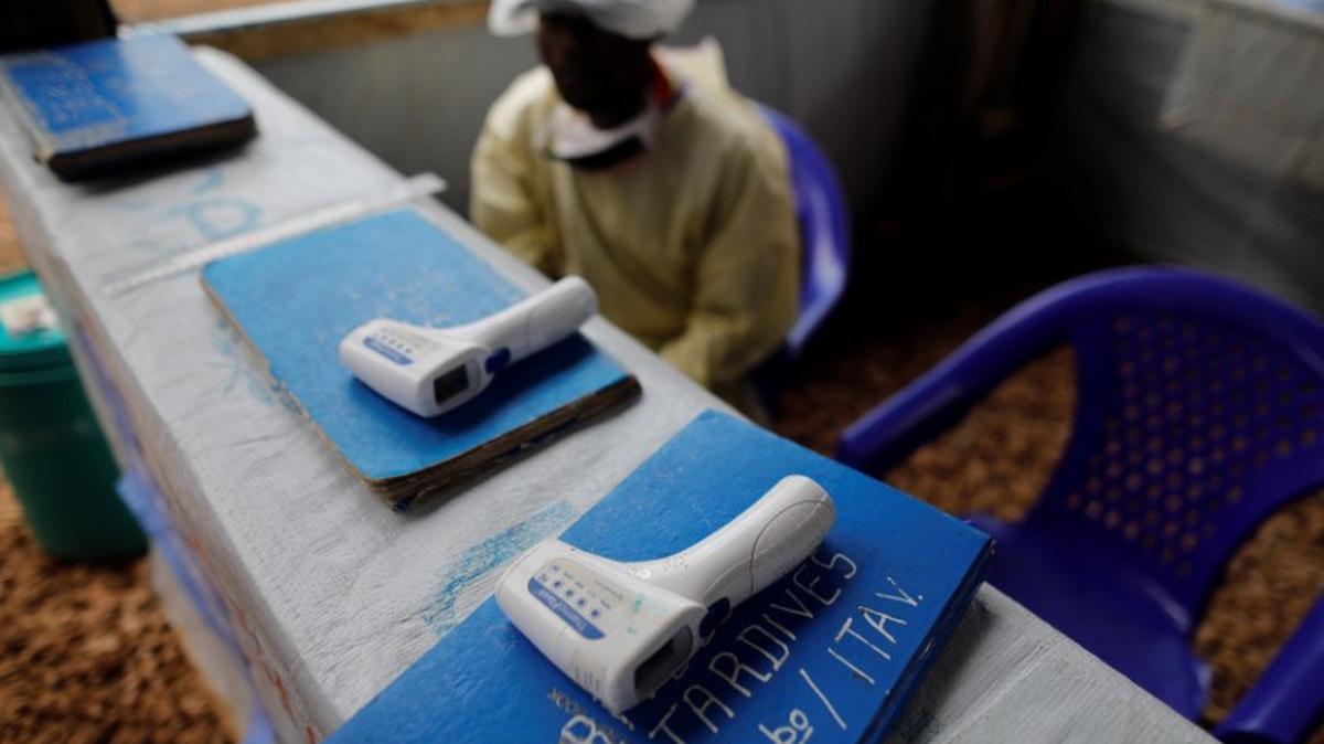 FILE PHOTO: Thermometers are pictured at the entrance of an Ebola Treatment Centre in the Eastern Congolese town of Butembo in the Democratic Republic of Congo, October 4, 2019. REUTERS/Zohra Bensemra/File Photo