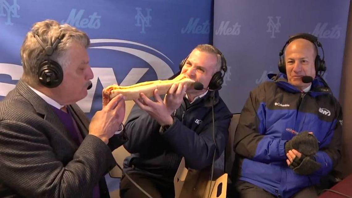 Mets Announcers Tackle Opposite Ends of $45 Hot Dog, Create Image That Will 'Live Forever'