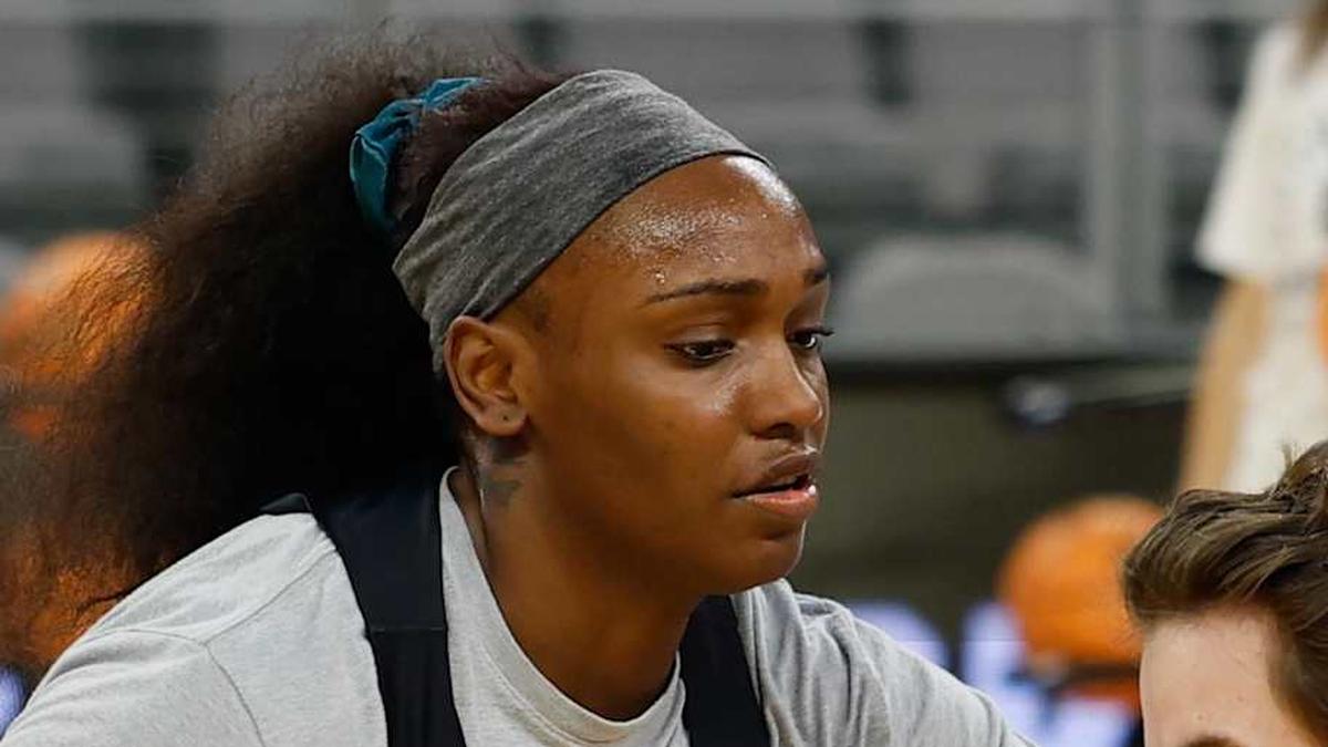  Mar 26, 2026; Fort Worth, TX, USA; Notre Dame Fighting Irish guard Kk Bransford (14) during a practice session ahead of the Fort Worth Regional of the women's 2026 NCAA Tournament at Dickies Arena. Mandatory Credit: Chris Jones-Imagn Images | Chris Jones-Imagn Images 