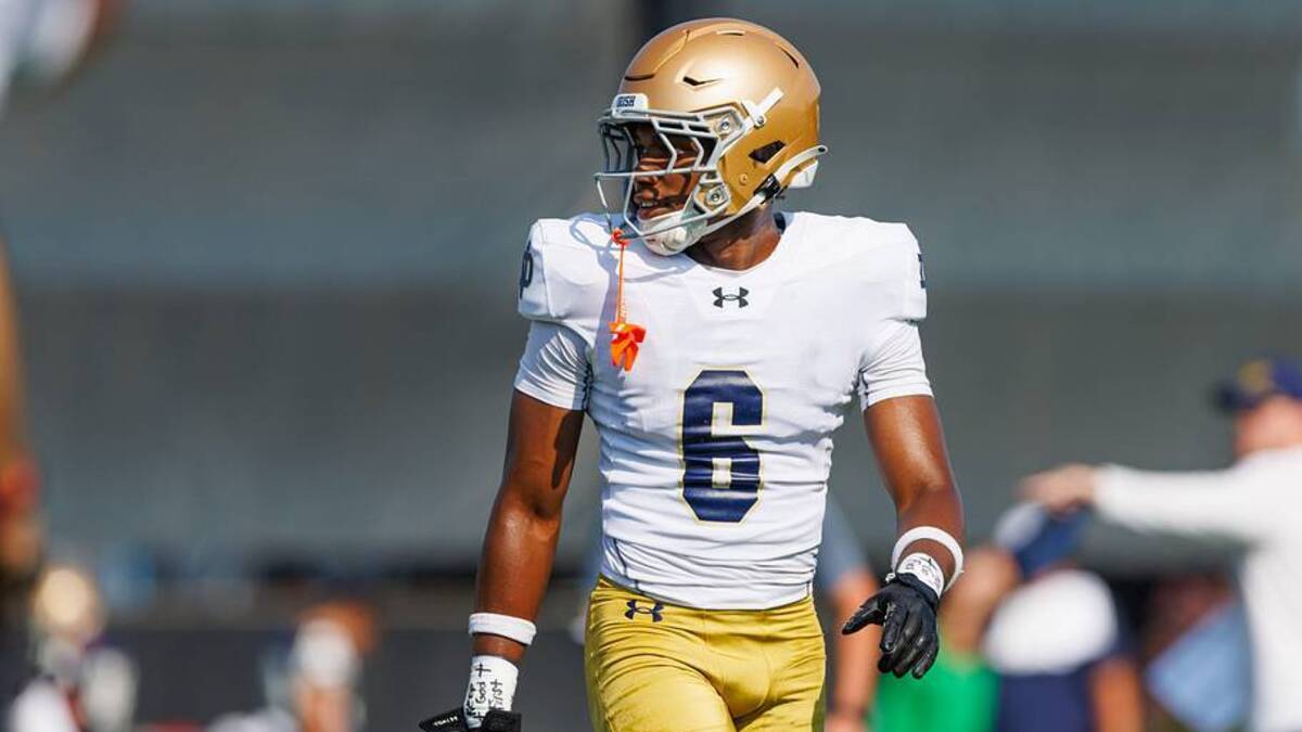  Notre Dame defensive back Christian Gray during a football practice at Irish Athletic Center on Wednesday, Aug. 6, 2025, in South Bend. | MICHAEL CLUBB/SOUTH BEND TRIBUNE / USA TODAY NETWORK via Imagn Images 