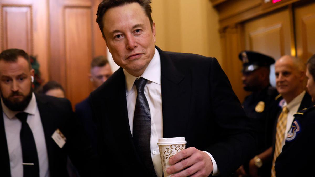 Tesla CEO Elon Musk, Co-Chair of the Department of Government Efficiency (DOGE), arrives on Capitol Hill on Dec. 5, 2024.