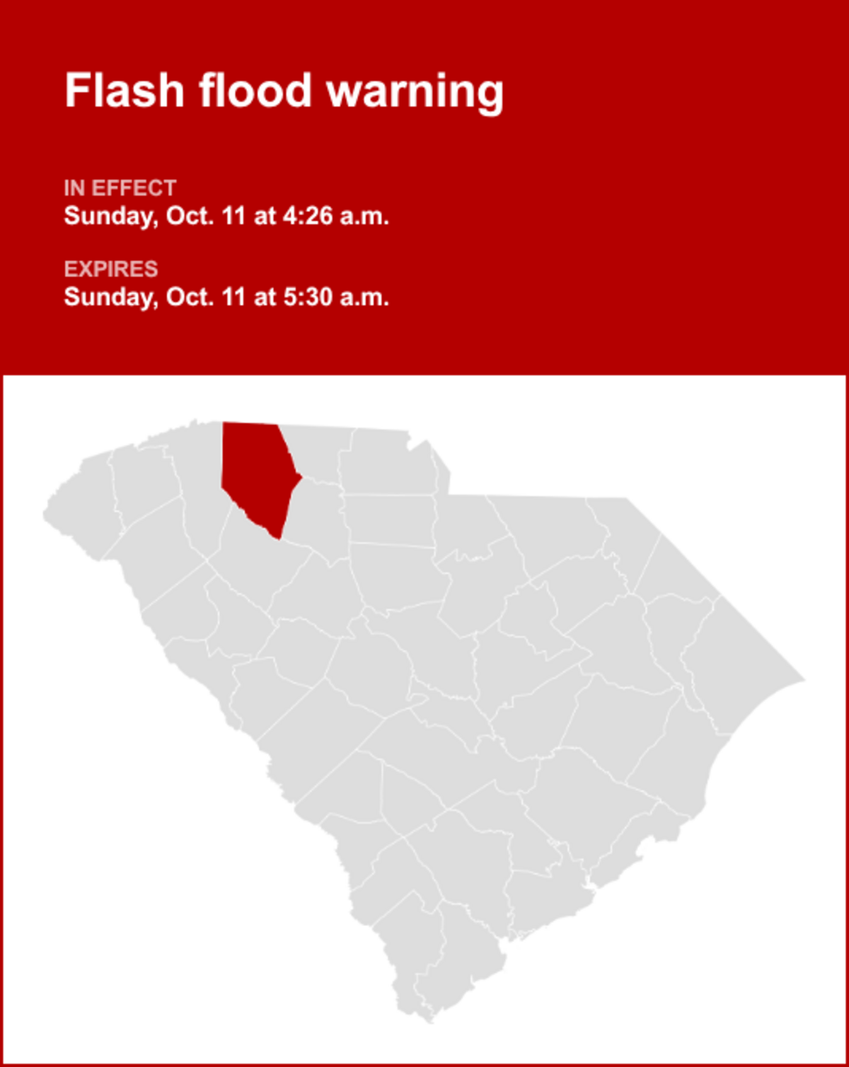 UPDATE: Flash flood warning for Spartanburg County early Sunday morning ...