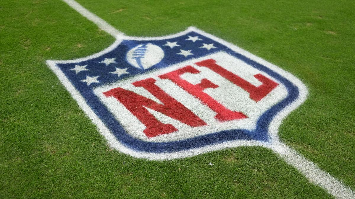 FILE PHOTO: Nov 23, 2025; Paradise, Nevada, USA; The NFL shield logo on the field at Allegiant Stadium. Kirby Lee-Imagn Images/ File Photo