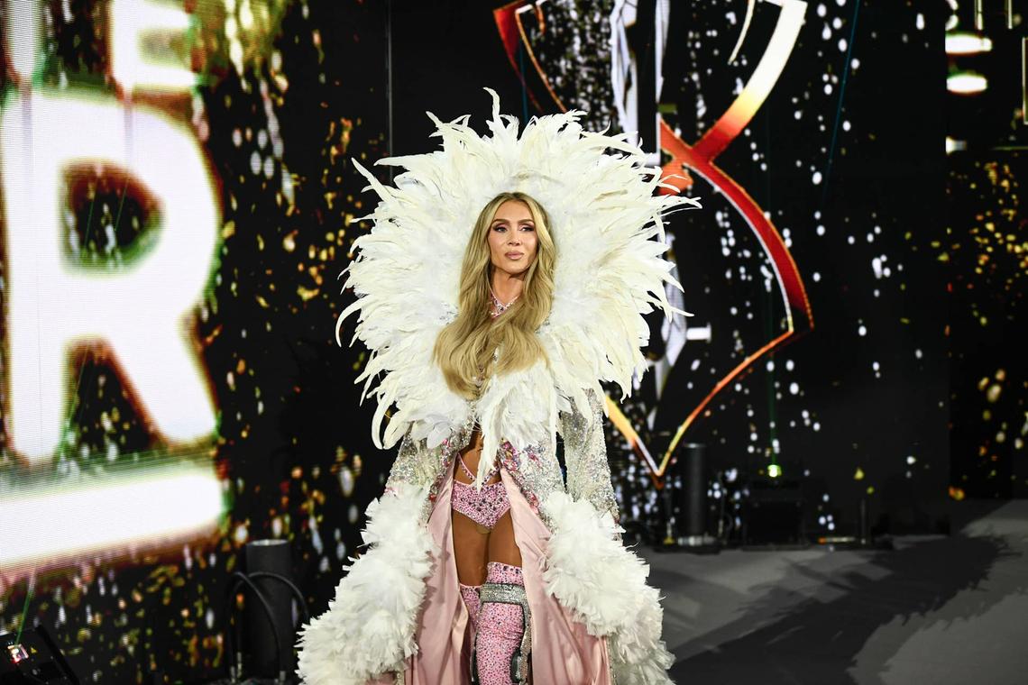  BARCELONA, SPAIN - MARCH 14: Charlotte Flair makes her entrance during SmackDown at Olimpic Arena on March 14, 2025 in Barcelona, Spain. (Photo by Andrew Timms/WWE via Getty Images) 