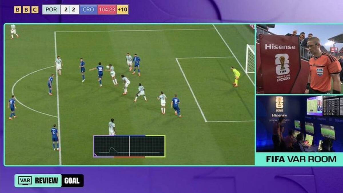  The sensor inside the ball indicates it was touched by Igor Matanović, resulting in an offside. | BBC 