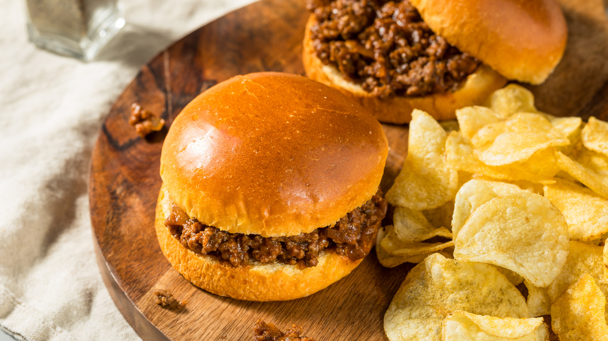Homemade BBQ Sloppy Joe Sandwich with Chips