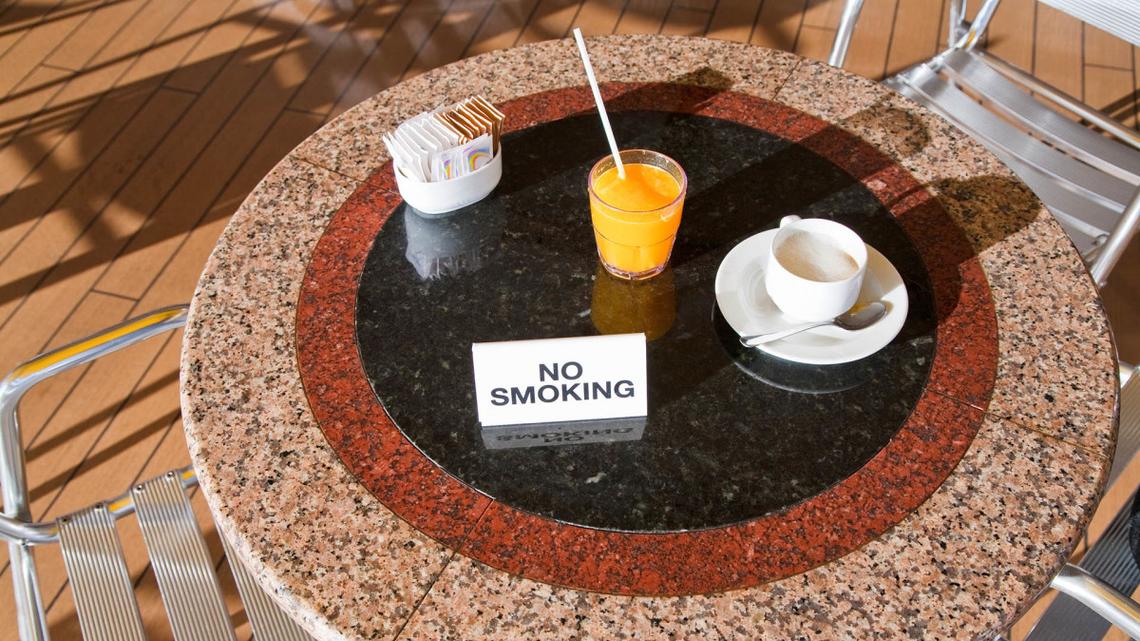 Where can you smoke on a cruise ship? 