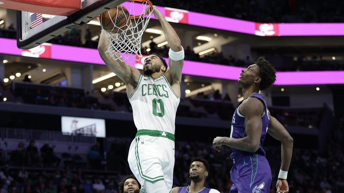 Jayson Tatum, short-handed Celtics handle Hornets 