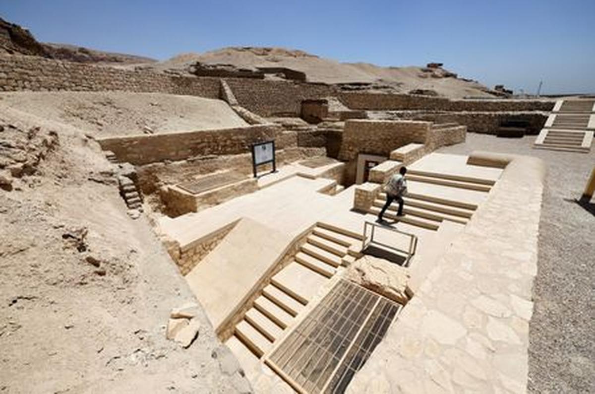 The recently restored ancient "Samut" (TT417) and "Amenhotep Rabuia" (TT416) outside in the El-Khokha necropolis on the west bank of the Nile in Luxor, where Egyptian authorities have announced the completion of restoration work on two 18th Dynasty tombs belonging to Amenhotep Rabuia and his son Samut, dating back to the reigns of Pharaohs Thutmose III and Thutmose IV, that contain scenes illustrating daily life, funerary practices, and religious imagery from ancient Egypt, in Egypt, May 14, 2026. REUTERS/Mohamed Abd El Ghany