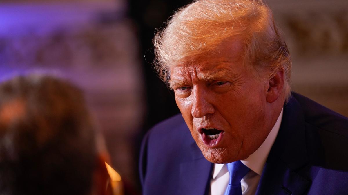 Former President Donald Trump speaking on Election Day at Mar-a-lago on Nov. 8 in Palm Beach.